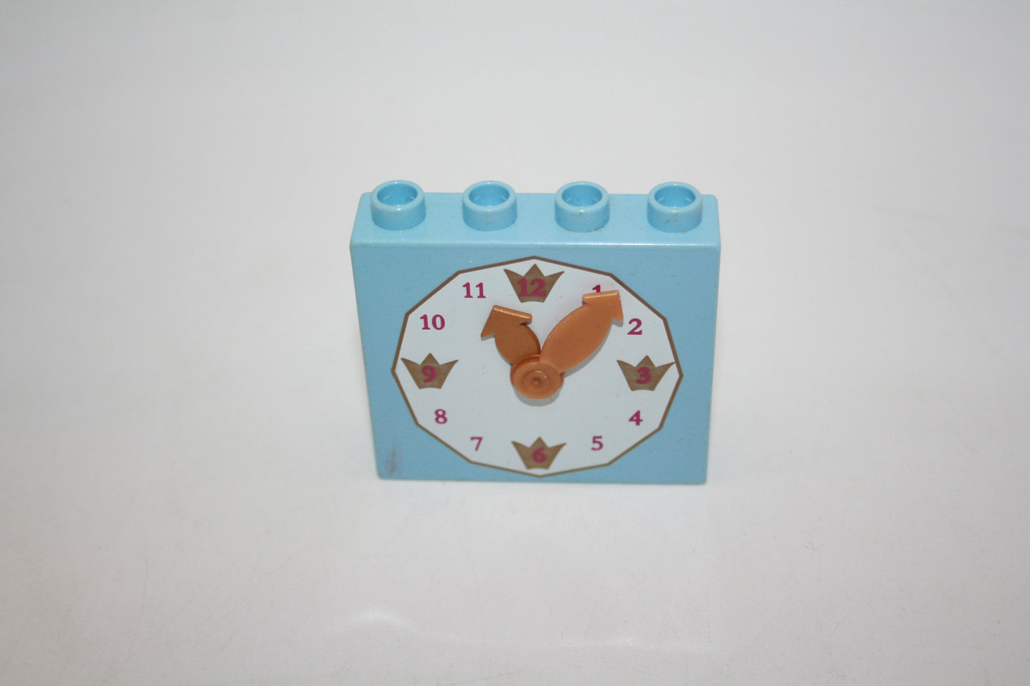 Duplo - 1x4 Stein mit Uhr & beweglichen Zeigern - hellblau - Motivstein
