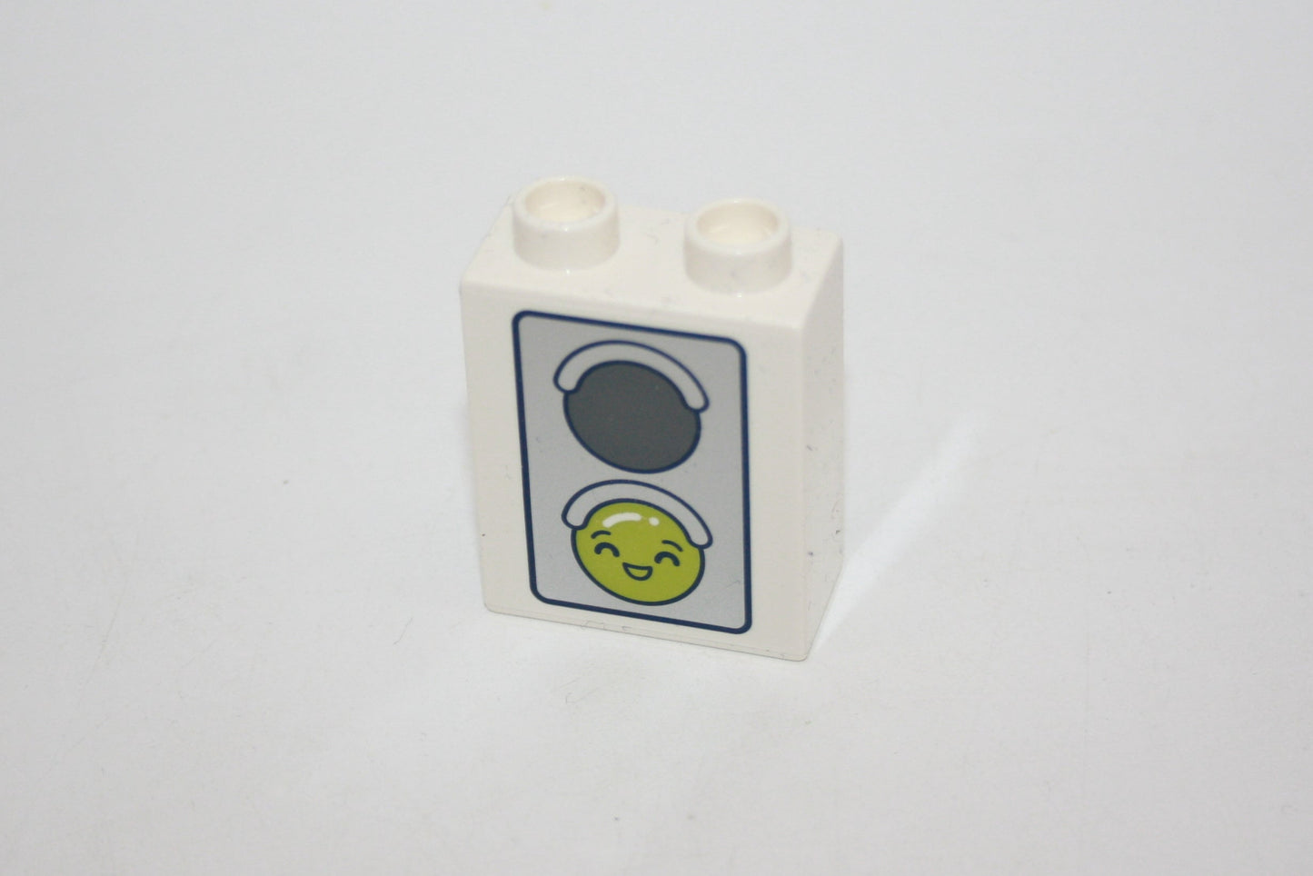 Duplo - Ampel mit Gesichtern doppelseitig Bedruckt - 2er - 1x2Noppen - weiß - Motivstein - neu/Unbespielt