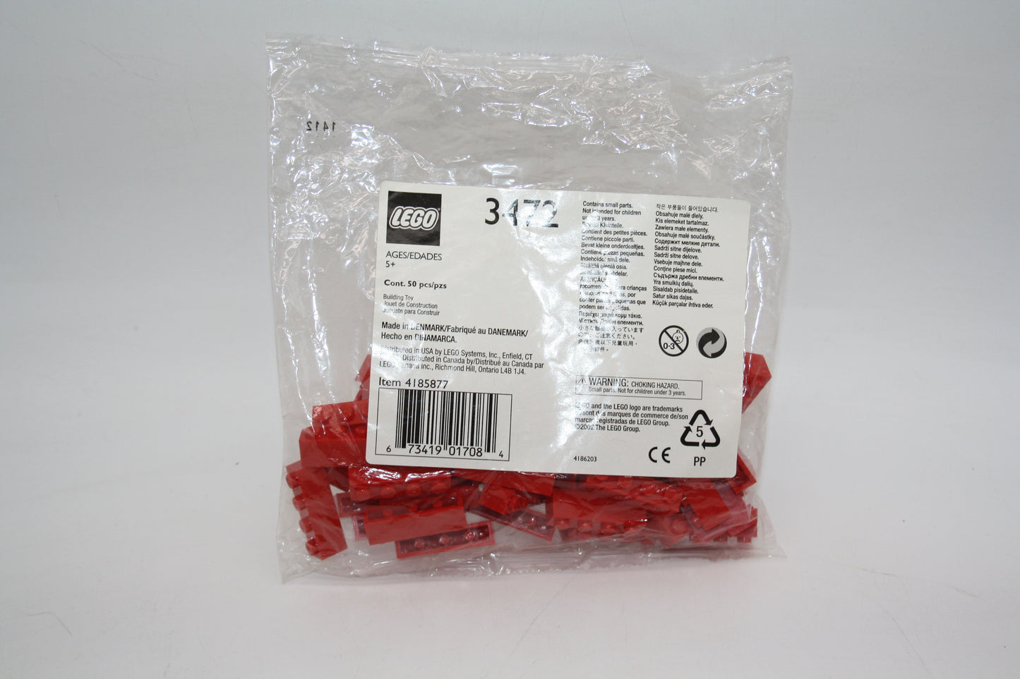 LEGO® Bulk Bricks Set - 3472 1x4 Red Bricks - Neu/Ungeöffnet