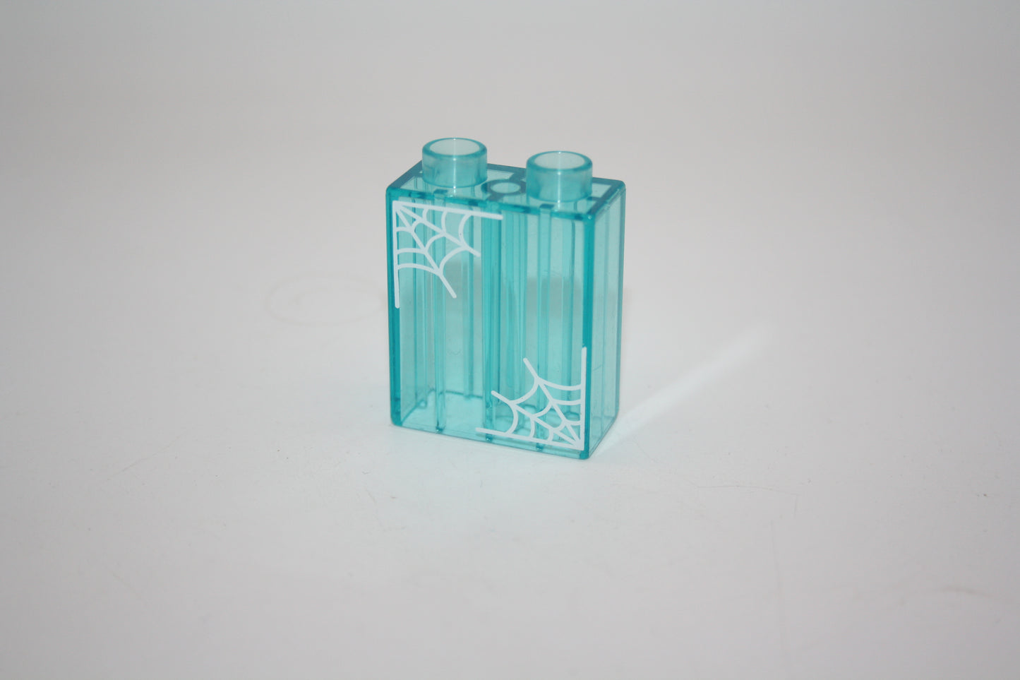Duplo - 2er Glasstein Spinnennetz (1x2 Noppen) - blau Transparent - 4er Stein - Motivstein