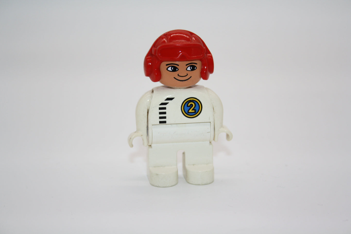 Duplo - Pilot/Rennfahrer alt - weißer Anzug/roter Helm - Mann - Figur - Pilot/Rennfahrer/in