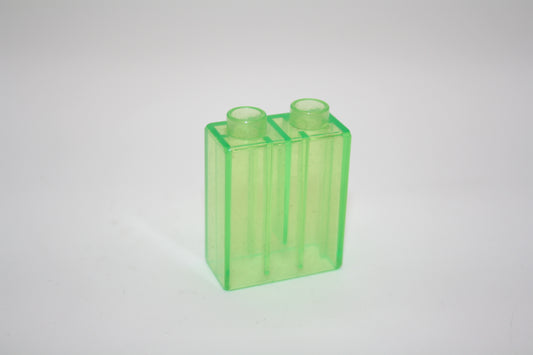Duplo - 2er Glasstein (1x2 Noppen) - hellgrün Transparent - 2er Stein - Motivstein