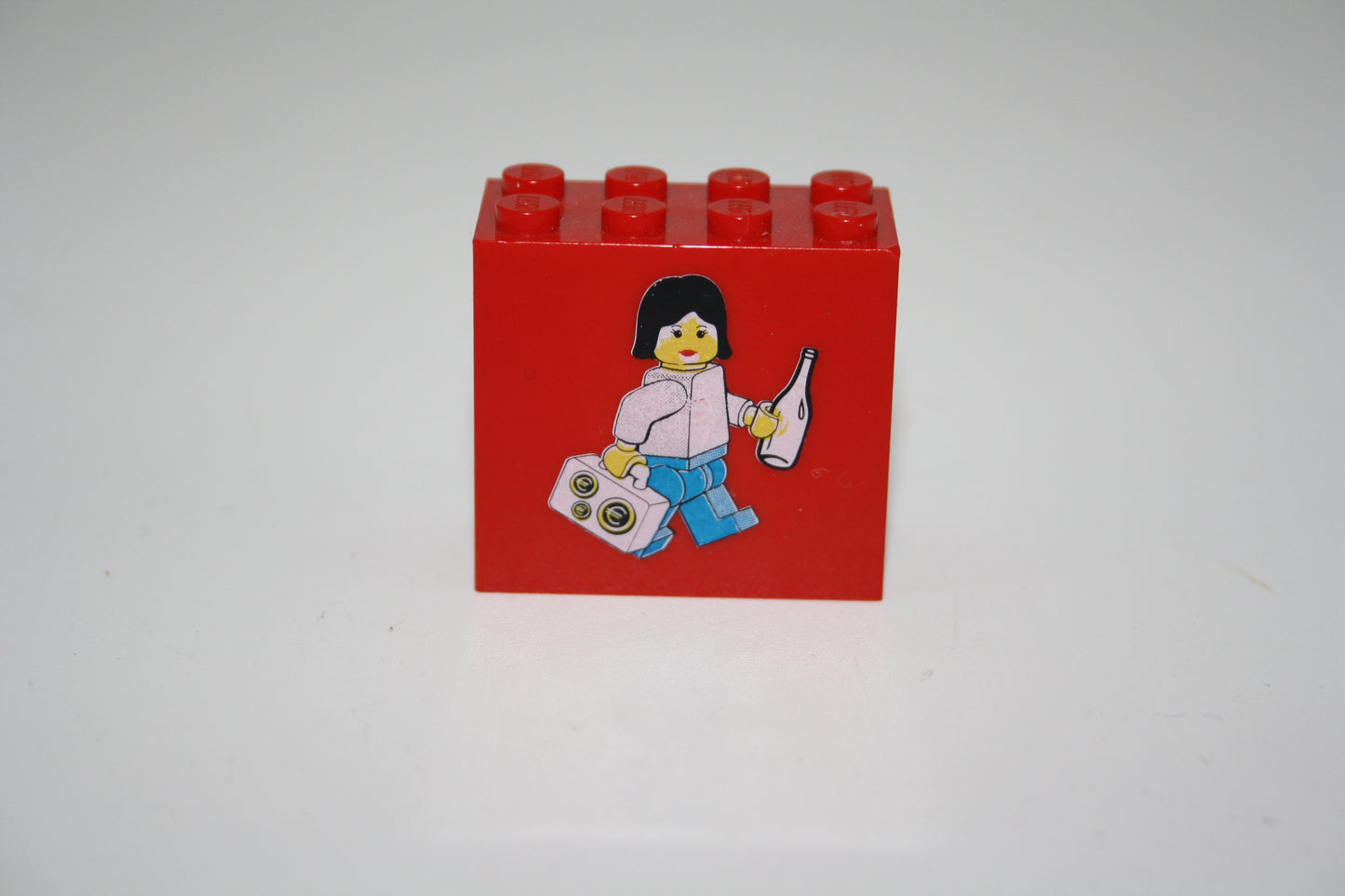 Lego - Frau mit Geldkoffer und Flasche - Sammelsteine - 2x4x2 Stein - Motivstein