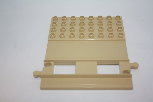Duplo - Gerades Gleis mit Bauplatte - beige - Schienen/Gleis - Eisenbahn