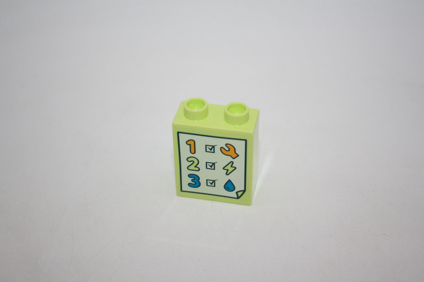Duplo - Checkliste Eisenbahn Mechaniker - 2er - 1x2Noppen - Pastellgrün - Motivstein - neu/Unbespielt