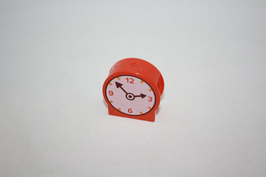 Duplo - Uhr mit zwei Zeigern und goldenem Rand - 4er - Abgerundet - rot/orange - Motivstein