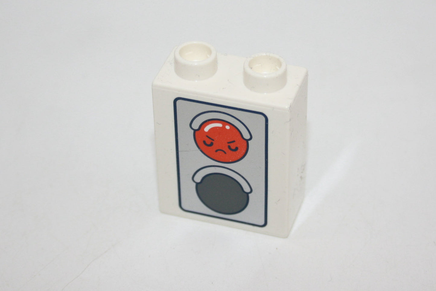 Duplo - Ampel mit Gesichtern doppelseitig Bedruckt - 2er - 1x2Noppen - weiß - Motivstein - neu/Unbespielt