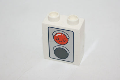 Duplo - Ampel mit Gesichtern doppelseitig Bedruckt - 2er - 1x2Noppen - weiß - Motivstein - neu/Unbespielt