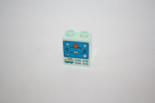 Duplo - Eisenbahn Fahrplan - 2er - 1x2Noppen - miint - Motivstein - neu/Unbespielt