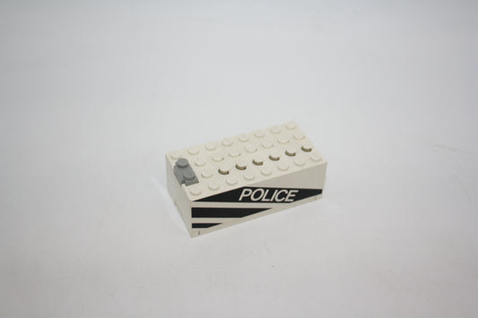LEGO® - Elektro 9-V-Batteriefach, klein, mit „POLICE“ und schwarzen Streifenmuster inkl. Deckel - 4760c00pb01 - Stein/Brick