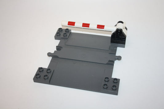 Duplo - Bahnübergang mit moderner Schranke - mit Griff - neugrau/hellgrau - Schienen/Gleis - Eisenbahn