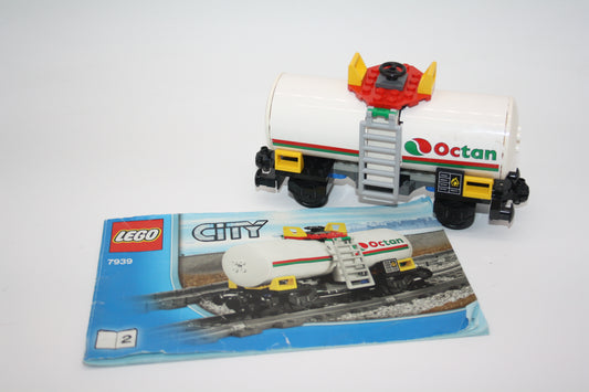 LEGO® Eisenbahn 9V - weißer Octan Tankwagen - aus 7939 - Waggon/Wagon - inkl. BA