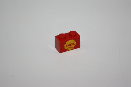 LEGO® - 1x2 Brick - Schell Logo - bedruckt/beklebt - rot
