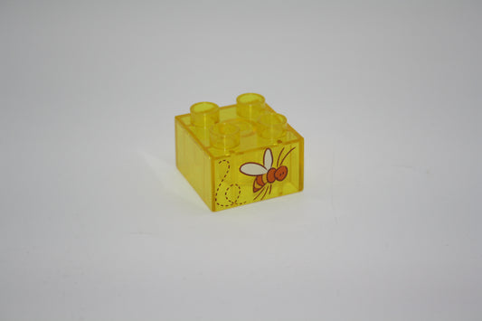 Duplo - 4er Glasstein mit Biene aus Winnie Puuh (2x2 Noppen) - gelb Transparent - 4er Stein - Motivstein