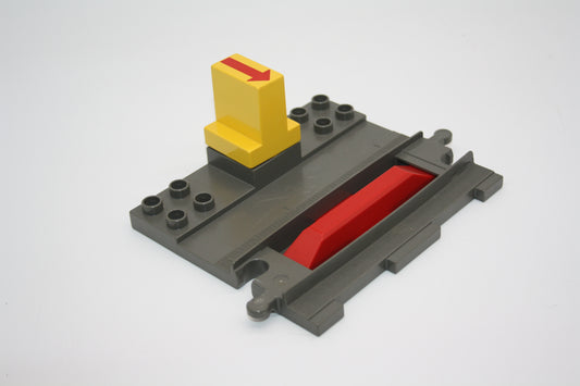 Duplo - Halteplatte/Wendeplatte m. Stellstein - altgrau/dunkelgrau - Schienen - Eisenbahn