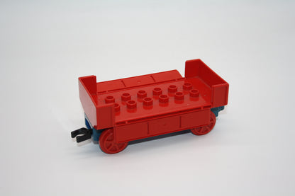 Duplo - Niederbordwagen m. Klappwänden - rot/blau - Eisenbahn - Wagon/Waggon
