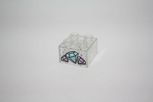 Duplo - 4er Glasstein Diamanten (2x2 Noppen) - weiß/klar Transparent - 4er Stein - Motivstein