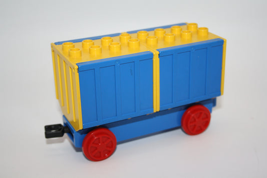 Duplo - Container Wagen m. Klappwänden - gelb/blau - Eisenbahn - Wagon/Waggon