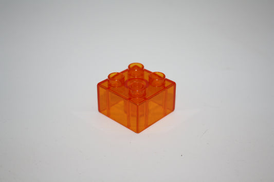 Duplo - 4er Glasstein (2x2 Noppen) - orangeTransparent - 4er Stein - Motivstein