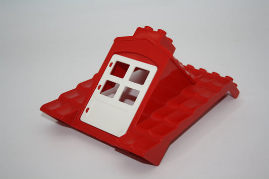 Duplo - großes Dach/Schrägdach mit weißer Tür - rot - große Teile