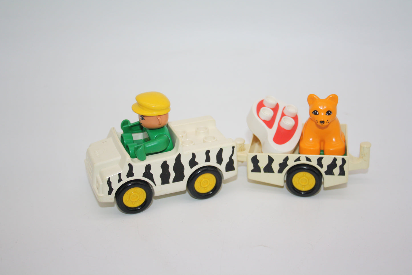 Duplo - Zoo/Safari Auto mit Anhänger, Figur und Tier - weiß - Selbstkreiert