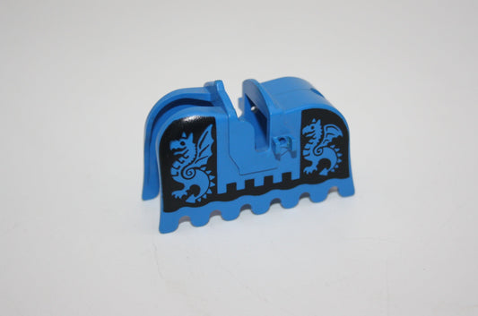 LEGO® Castle - Pferde-Decke/Schabrake mit schwarzem Drachenmuster - blau/schwarz - 2490PB2 - Tiere/Zubehör
