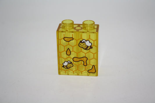 Duplo - 2er Glasstein Honigwaben mit Bienen - gelb Transparent - 2er Stein - Motivstein - neu/unbespielt