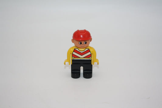 Duplo - Bauarbeiter alt - schwarze Hose/Warnweste/roter Helm  - Mann - Figur