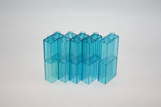 Duplo - 10x 2er Glasstein (1x2 Noppen) - blau Transparent - 2er Stein - Motivstein - Sparpaket - Sparpakete