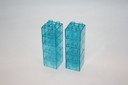 Duplo - 10x 4er Glasstein (2x2 Noppen) - blau Transparent - 4er Stein - Motivstein -Sparpaket - Sparpakete