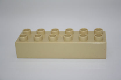 Duplo - 12er Steine (2x6 Noppen) - versch. Farben - Grundbausteine - einzelne Steine - beige - Einzelne Steine