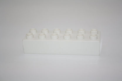 Duplo - 12er Steine (2x6 Noppen) - versch. Farben - Grundbausteine - einzelne Steine - weiß - Einzelne Steine