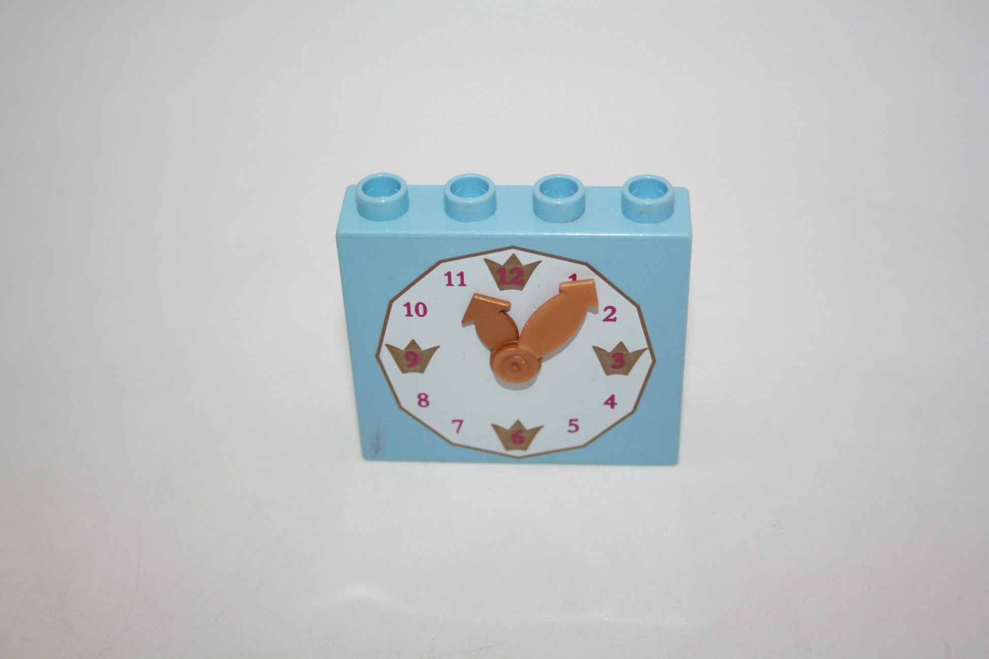Duplo - 1x4 Stein mit Uhr & beweglichen Zeigern - hellblau - Motivstein - Motivsteine