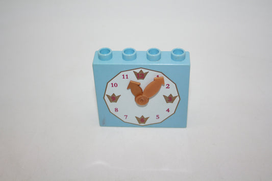 Duplo - 1x4 Stein mit Uhr & beweglichen Zeigern - hellblau - Motivstein - Motivsteine