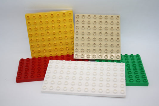 Duplo - 5x 6x12/8x8 Platten - zufällige Farben & Formen - Bauplatten - Grundplatten - Sparpakete
