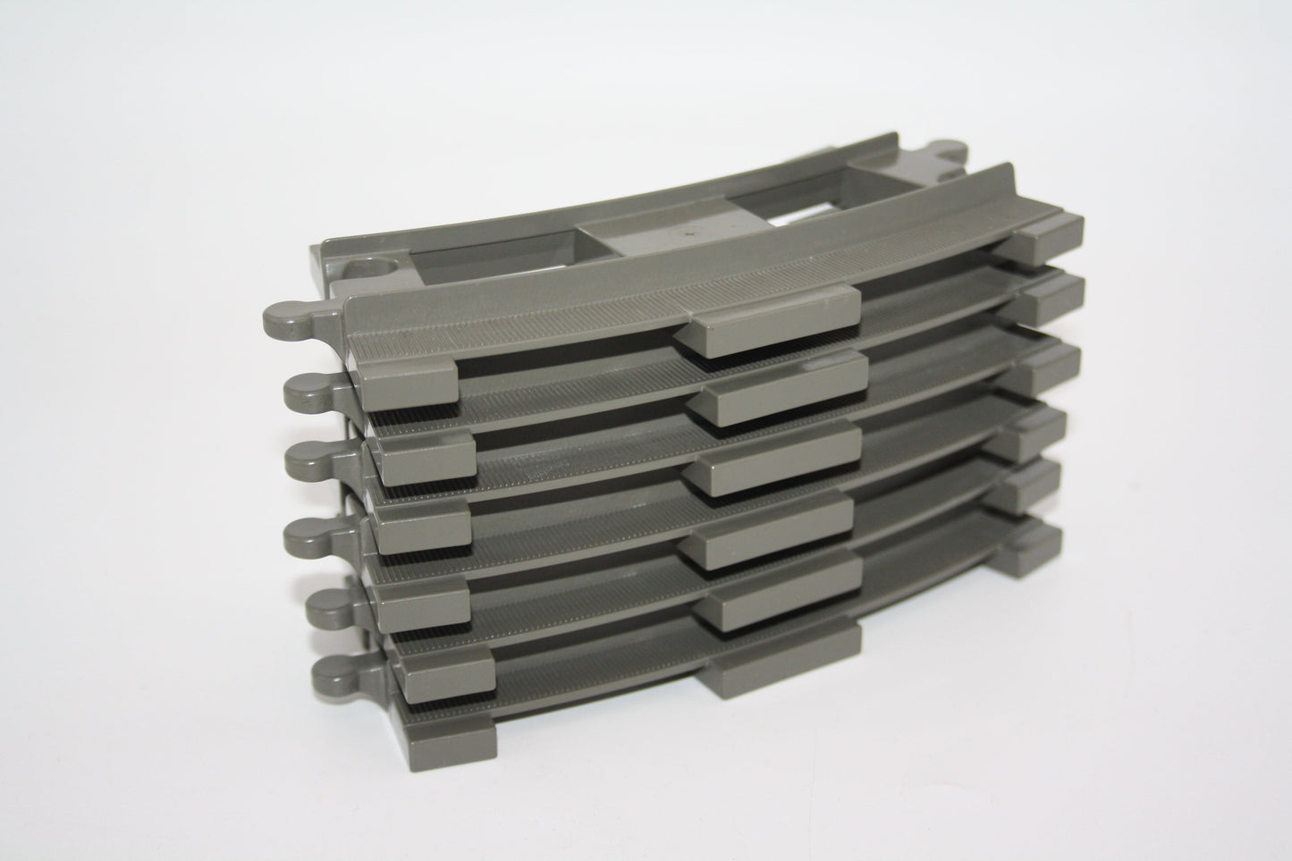 Duplo - 6x Kurve/ gebogene Gleise - altgrau/dunkelgrau - Schienen - Eisenbahn - Schienen/Gleise