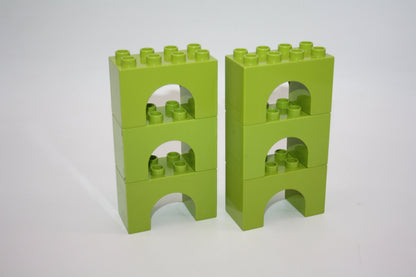 Duplo - 6x Stützsteine 2x4 Noppen - versch. Farben - Sparpakete - limettengrün-Bogen - Sparpakete