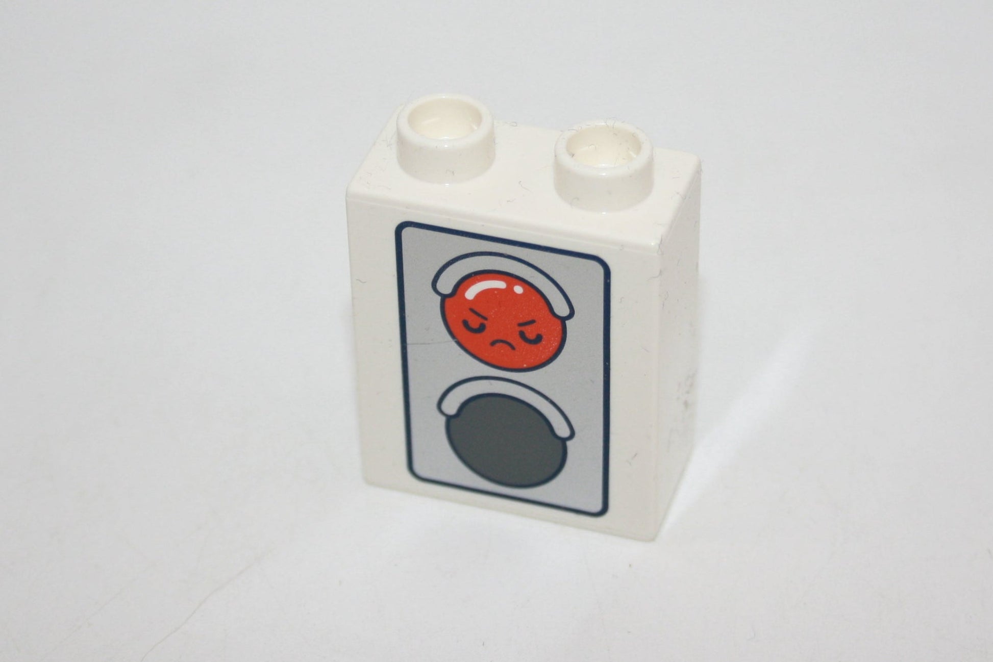 Duplo - Ampel mit Gesichtern doppelseitig Bedruckt - 2er - 1x2Noppen - weiß - Motivstein - neu/Unbespielt - Motivsteine