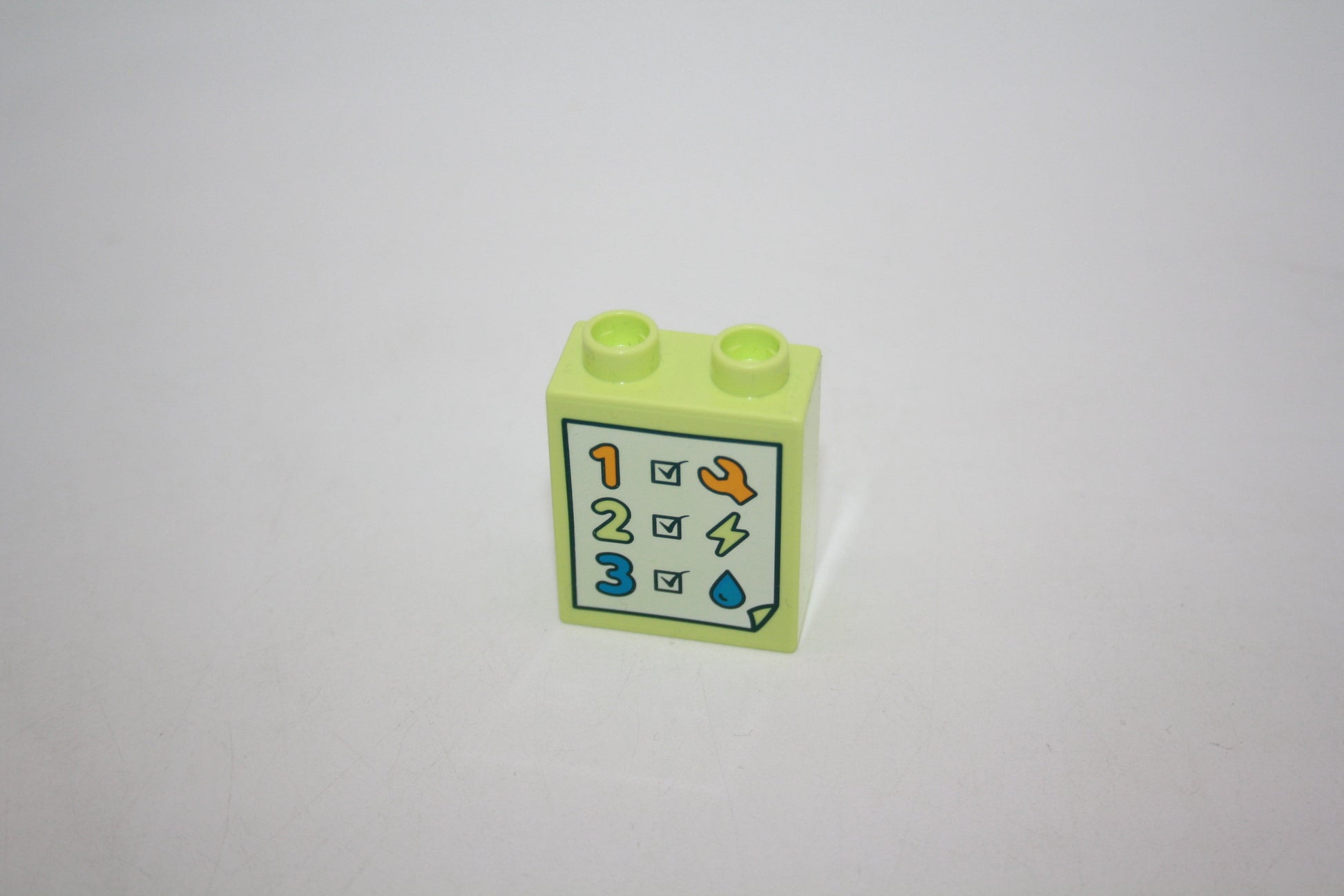 Duplo - Checkliste Eisenbahn Mechaniker - 2er - 1x2Noppen - Pastellgrün - Motivstein - neu/Unbespielt - Motivsteine