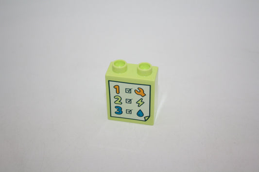 Duplo - Checkliste Eisenbahn Mechaniker - 2er - 1x2Noppen - Pastellgrün - Motivstein - neu/Unbespielt - Motivsteine