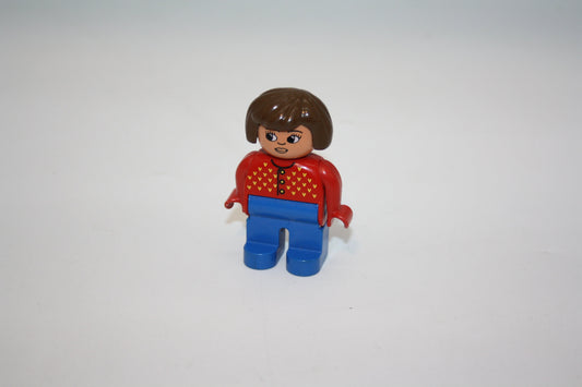 Duplo - Frau alt - blaue Hose/rotes Oberteil m. Herzen - Figur - Frau