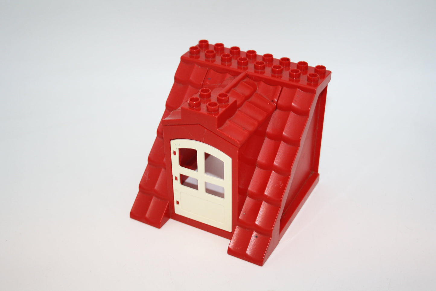 Duplo - großes Dach/Schrägdach m. Stützen - rot - große Teile - Bauelemente