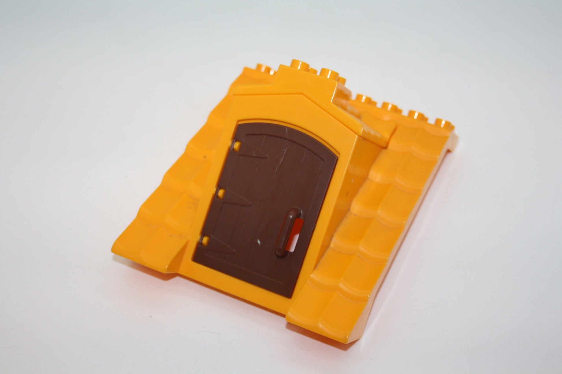 Duplo - großes Dach/Schrägdach mit brauner Tür - gelb - große Teile - Bauelemente