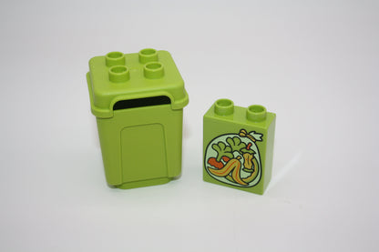 Duplo - Mülltonnen/Recycling Tonnen m. Motivsteinen - versch. Farben - Einrichtung - Zubehör/Accessoires - grün