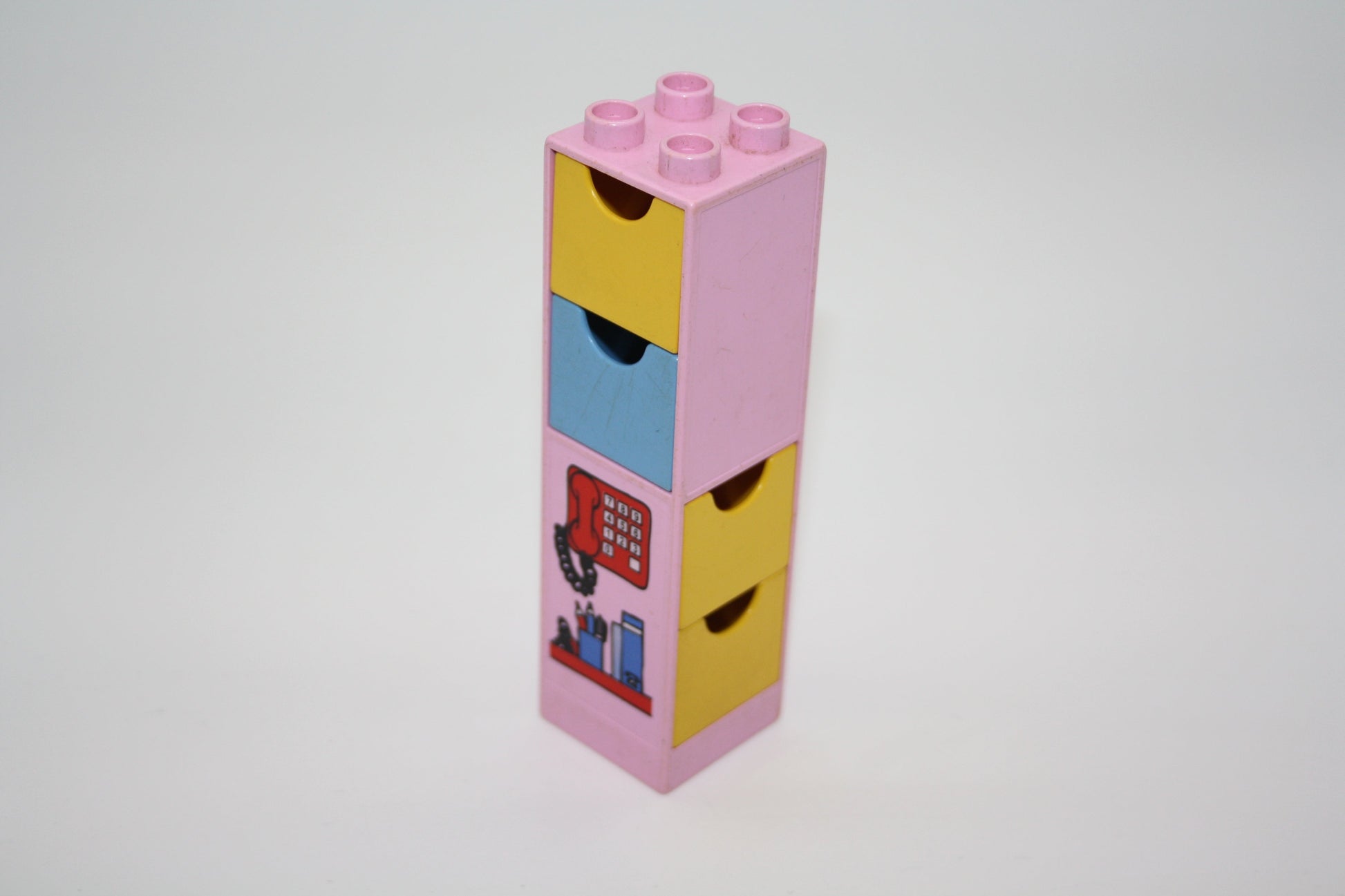 Duplo - Säulen/Eckwände mit Schubladen - versch. Farben - Einrichtung - Bauelement - Zusammengebaut - rosa - Bauelemente