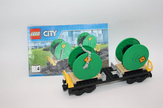 LEGO® City/Eisenbahn - Flachwagon mit Kabeltrommeln aus 60052 - Waggon/Wagon - inkl. BA - Loks/Waggons