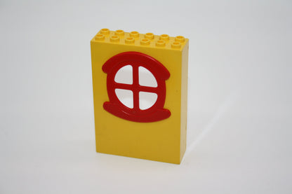LEGO® Fabuland - Gebäudewand/Wand/Wände (2x6x7)- x635 x636 x637 - versch. Farben - gelb-rotes rundes Fenster