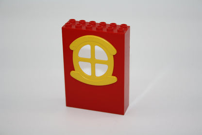LEGO® Fabuland - Gebäudewand/Wand/Wände (2x6x7)- x635 x636 x637 - versch. Farben - rot-gelbes rundes Fenster
