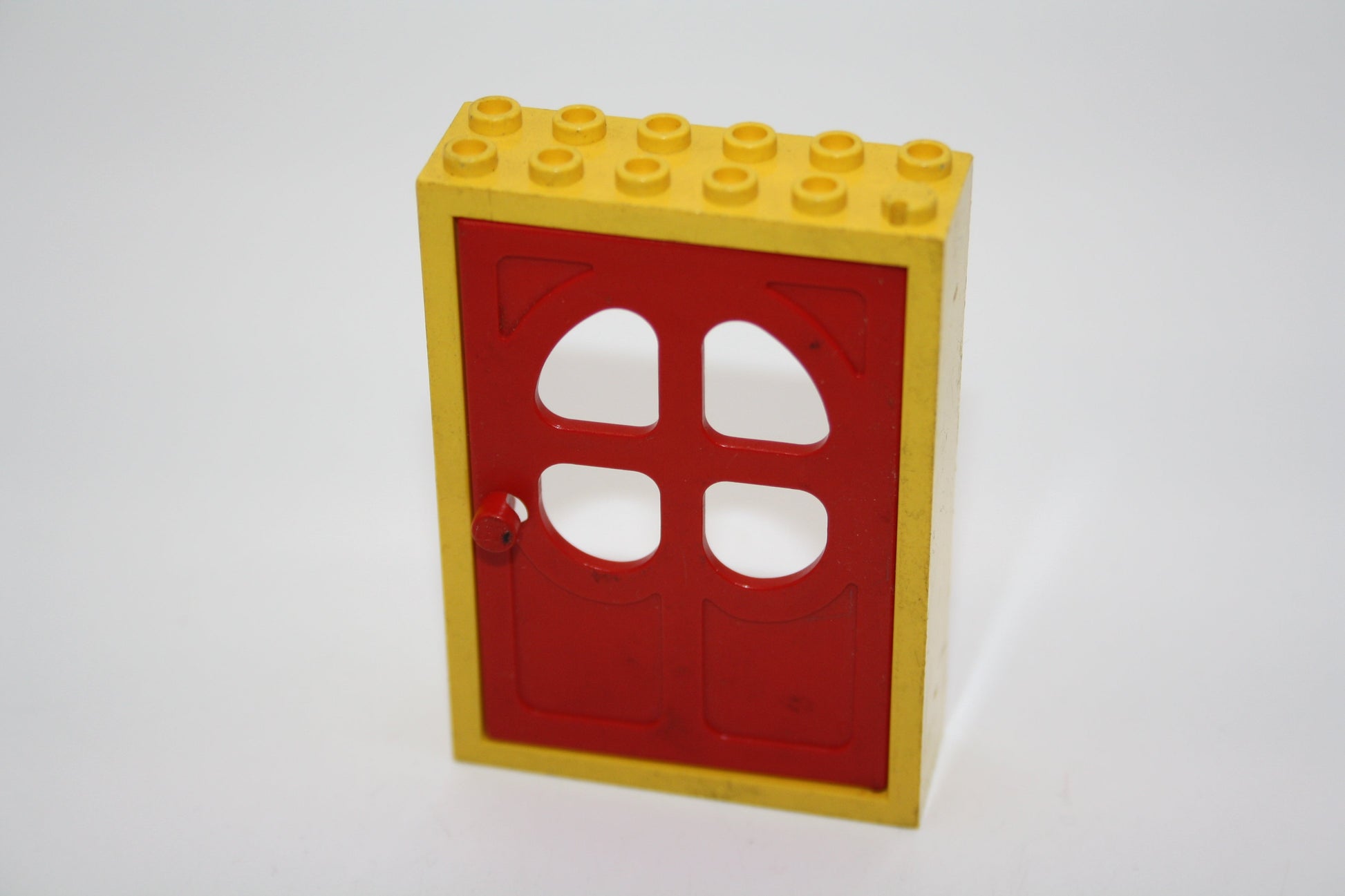 LEGO® Fabuland - Tür m. Kleeblatt Fenstern (2x6x7)- 4071c - versch. Farben - gelber-Rahmen/rote Tür - Einzelteile