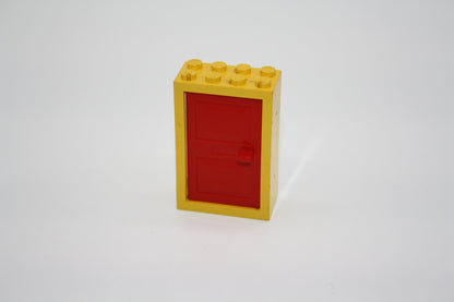 LEGO® - Tür (2x4x5) - 4130c - versch. Farben - gelber Rahmen-rote Tür - Einzelteile - Accessoires